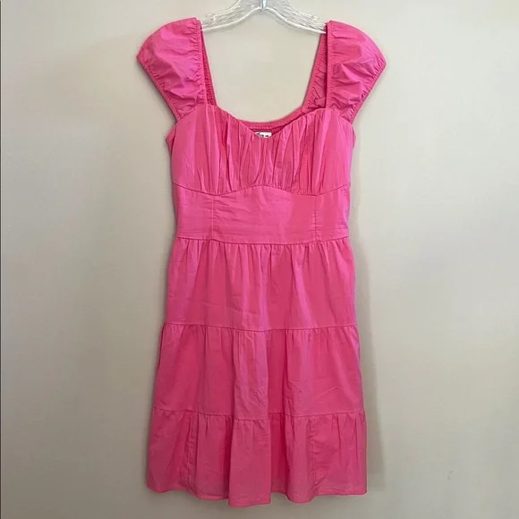 Hollister Babydoll Smock Bright Pink Mini Dress | S - Picture 2 of 7